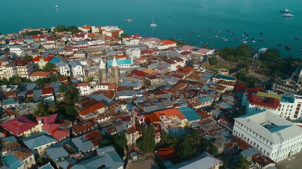 Aerial view of Zanzibar Island in Tanzania.