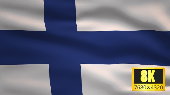 8K Finland Windy Flag Background