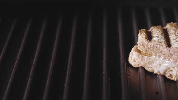 Toasted Fat Loss Chicken Sandwich On A Sandwich Griller. close up, sliding reveal