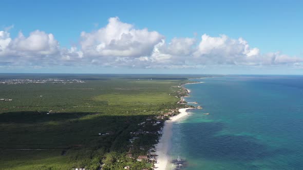 Aerial Panoramic View of Tulum Beach