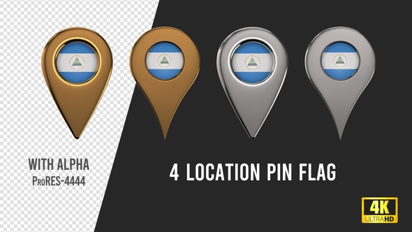 Nicaragua Flag Location Pins Silver And Gold alt