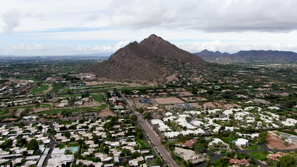 Aerial View of Luxury Villas and Mountain, Scottsdale
