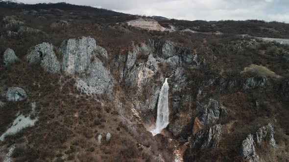 Beautiful waterfall in the mountains of Albania, Skakavica.