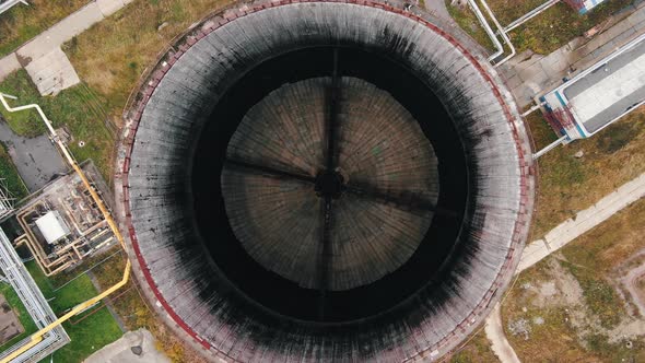 Open Top of Large Cooling Tower at Thermal Power Station