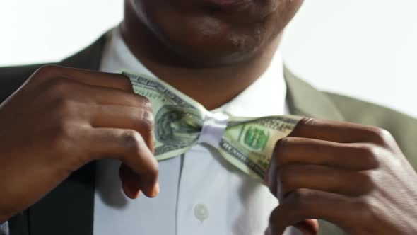 Businessman with Dollar Bill Bow tie