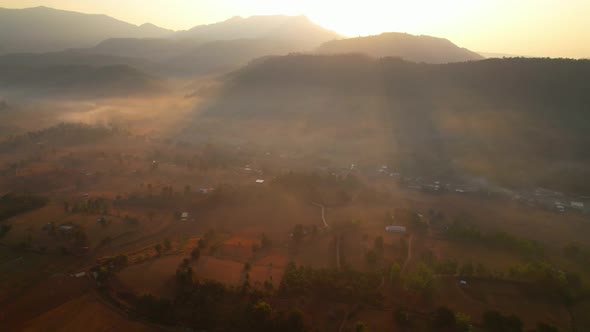 Aerial view over rural farmer's farmland. environment and ecology