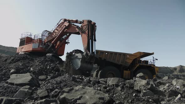 Backhoe Loader Loading Dumper Truck