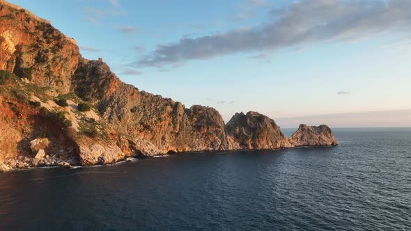 Alanya Castle Alanya Kalesi Aerial View 4K