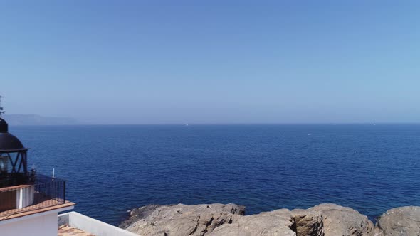 Aerial View of Lighthouse in Port De La Selva Catalonia Spain