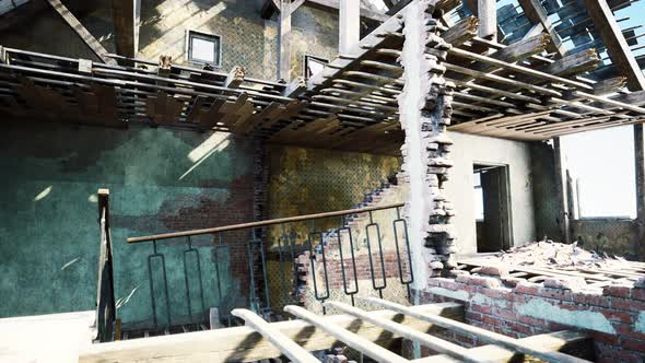 Abandoned Ruined Building After War alt