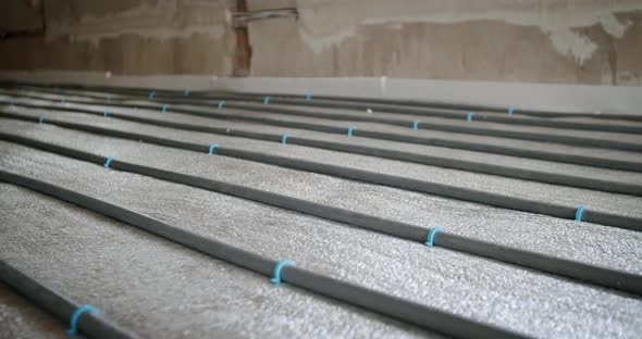 Underfloor Heating Pipes for Water Heating. Heating Systems. Slide Camera