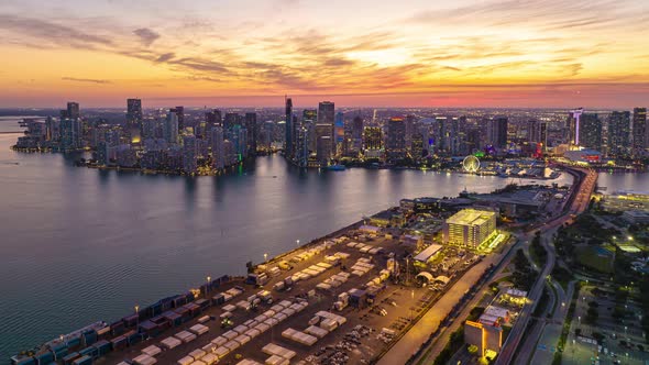 Breath Taking Hyper Lapse Shot Large City at Sunset