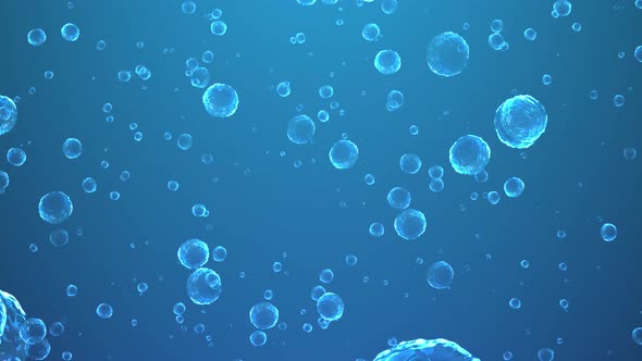 Soap Bubbles Slowly Fly on a Blue Background