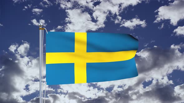 Sweden Flag Waving 4k