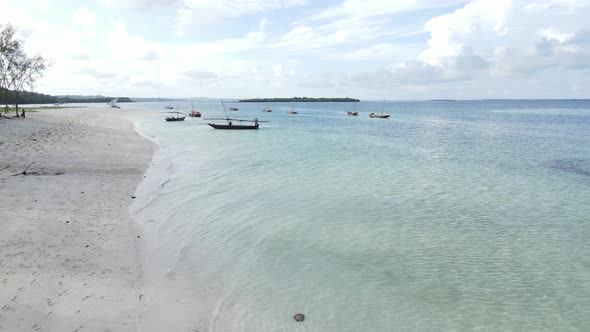 Boats in the Ocean Near the Coast of Zanzibar Tanzania Slow Motion