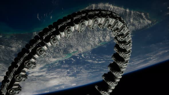 Futuristic Space Station on Earth Orbit alt