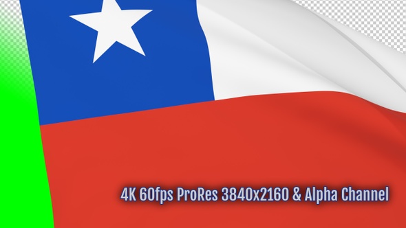 Chile waving flag transition 4k and 1080 HD footage with alpha channel alt