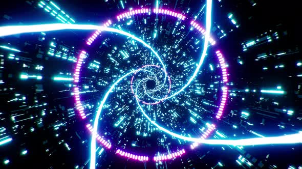 Swirl Blue Line Rotation Scifi Tunnel Loop 4K