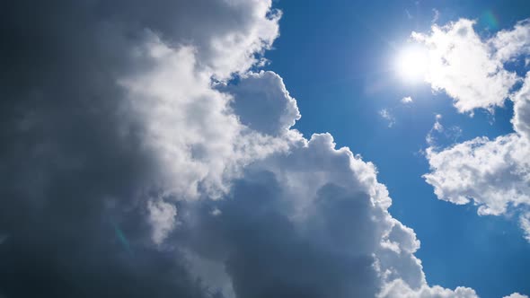 Clouds Move Smoothly in the Blue Sky. Timelapse