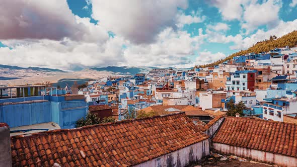 Aerial Timelapse View of the Beautiful Chefchaouene Town in Morocco
