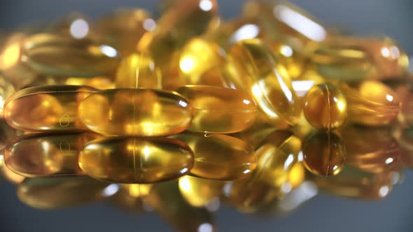 Supplement Vitamin Gel Capsule Omega 3 Fish Oil Capsules Close Up Macro