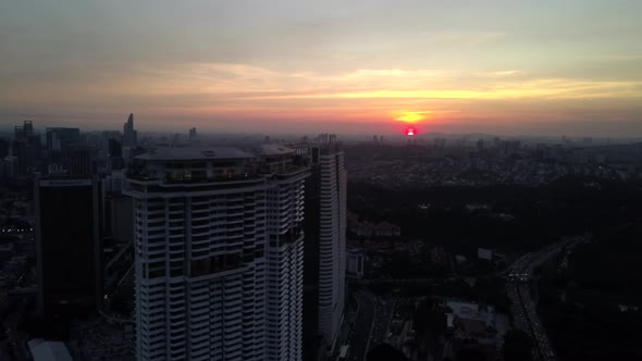 aerial view of Sunset in Kuala Lumpur.