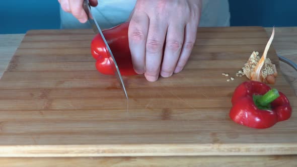 Chopping a Red Bell Pepper