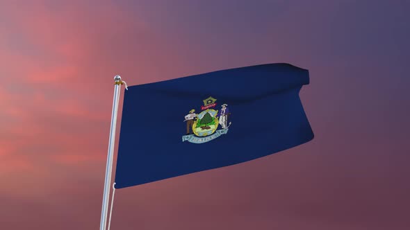 Flag Of Maine Waving 4k