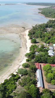 Tanzania  Vertical Video of the Ocean Near the Coast of Zanzibar Slow Motion