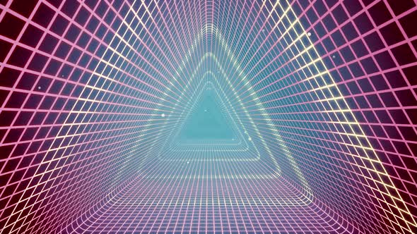 Grid Tunnel Triangle Light Retro 01 4K alt