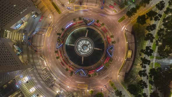 Aerial Top view Fountain of Wealth at Suntec city in Singapore,