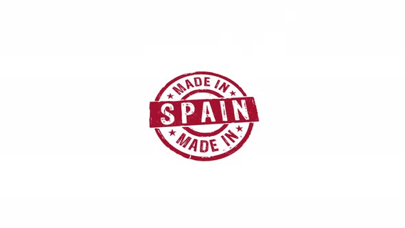 Made in Spain stamp and stamping isolated animation