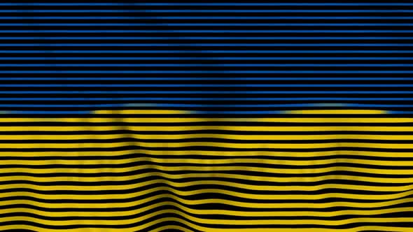 National Ukrainian Flag Waving in Slow Motion 3d Engraving Style Animation