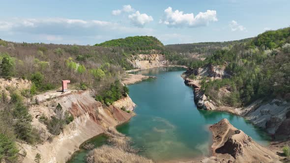 Aerial view of Lake Rudabanya in Hungary