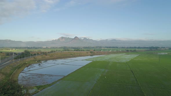 Tropical Landscape with Highway, Farmer Fields in the Philippines