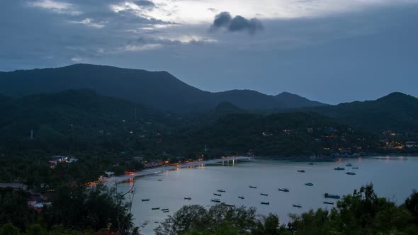 Evening in the sea bay at Thong Nai Pan Yai beach in Koh Phangan, Thailand