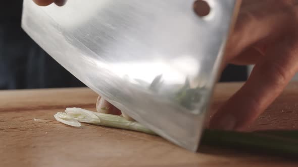 Preparation of Ingredients Cooking a Salad Vegan Food Restaurant Cutting Onion