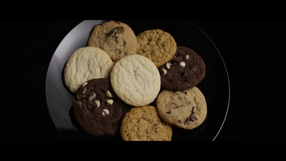 Cinematic, Rotating Shot of Cookies on a Plate