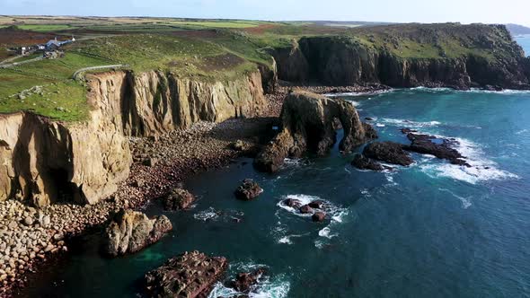 Lands End Cornwall England Aerial Drone Sc07