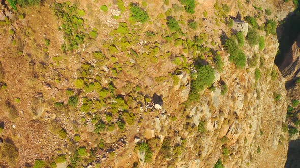 Aerial Top View of Tourists on a Mountain Slope Trail in Butterfly Valley Oludeniz Fethiye Turkey