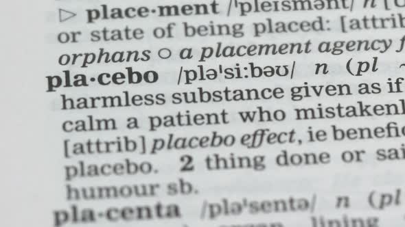 Placebo, Pencil Pointing Word in Dictionary, Harmless Pills, Scientific Studies