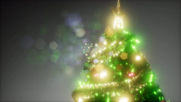 Joyful Studio Shot of a Christmas Tree with Colorful Lights