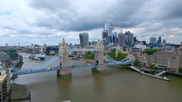 London Tower Bridge River Thames and City of London From Above