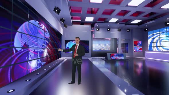 3D Virtual Tv Studio News B9020