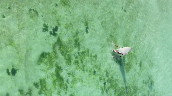 Vertical Video Boats in the Ocean Near the Coast of Zanzibar Tanzania Aerial View