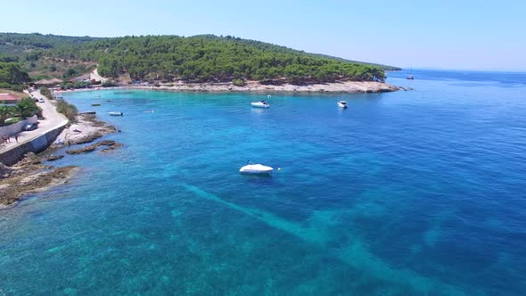 Flying over a peaceful Dalmatian tourist resort