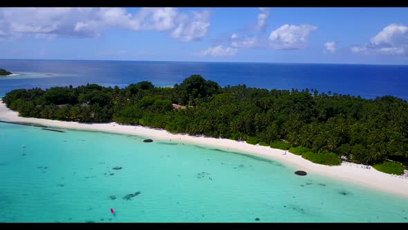 Aerial top view abstract of marine sea view beach holiday by blue sea with white sand background of 