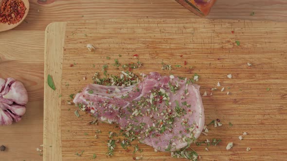 Raw Steak With Seasoning