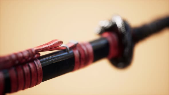 Asian Katana with Ornament Sward on Bright Background