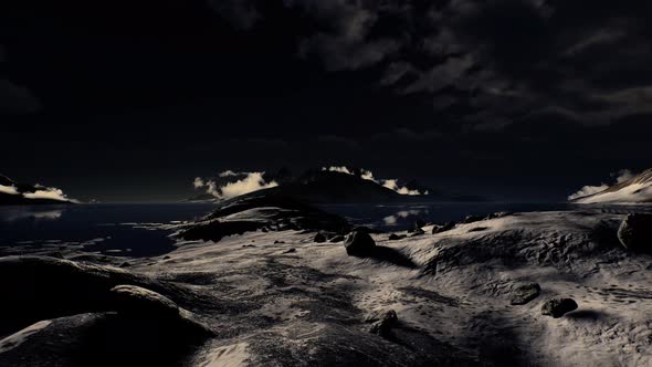 Dramatic Landscape in Antarctica with Storm Coming